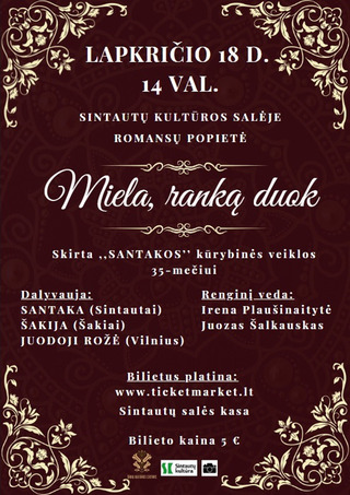 Romansų popietė „Miela, ranką duok“